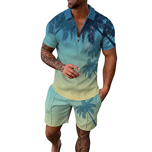 Trainingsanzüge Herren Jogginganzug 2 Teiliges Sommer Sportanzug Kurzarm Outfit Sport Set Polo Freizeit Tops T-shirt + Kurze Hose Freizeitanzug Baumwolle Freizeitanzug Herren. Für Sommer Stilvoll von Generisch