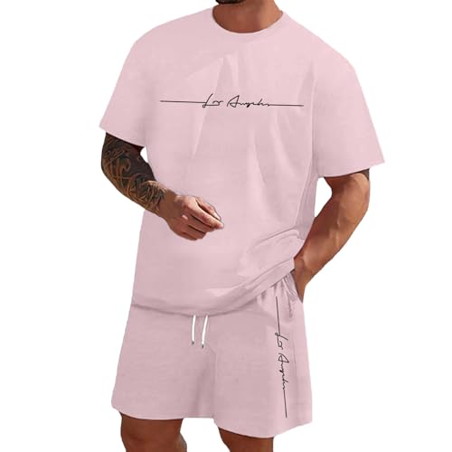 Jogginganzug Herren Trainingsanzug Set T Shirt + Kurze Hose Sommer Outfit Sommeranzug 2 Teiler Sportanzug Casual Freizeitanzug Tracksuit Activewear von Generisch