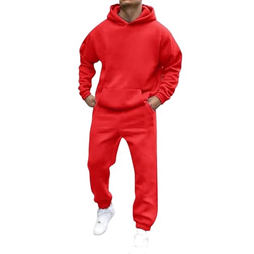 Jogginganzug Herren Warm Gefüttert Trainingsanzug 3D Logo Dick Sportanzug Einfarbig Hoodie Y2K Hip Hop mit Taschen Hausanzug Klassisch JogginganzugEinfachheit Tracksuit Set M-3XL von Generisch