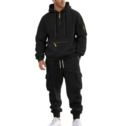 Jogginganzug Herren Winter Langarm Hoodies und Hose 2 Teiliges Zweiteiler Bodybuilding Freizeitanzug Atmungsaktiv Sportanzug Loose Leicht Trainingsanzug von Generisch