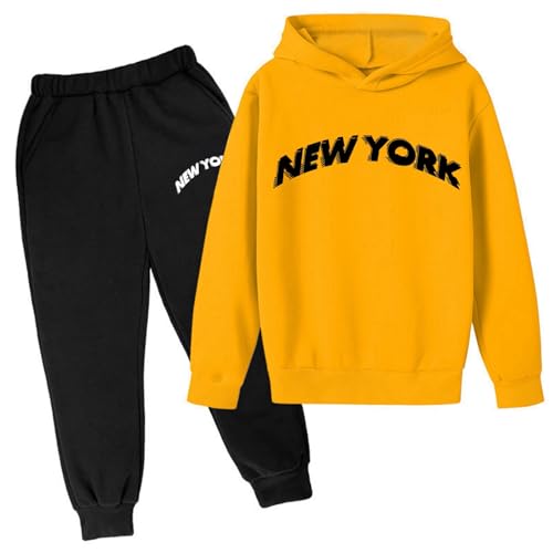 Jogginganzug Mädchen Jungen 2 Teiliges Trainingsanzug Set Langarm Baumwolle Sportanzug Kapuzenpullover und Jogginghose Bekleidungsset Outfits Sets Sport Hoodie Jogging Anzug Freizeitanzug für Kinder von Generisch