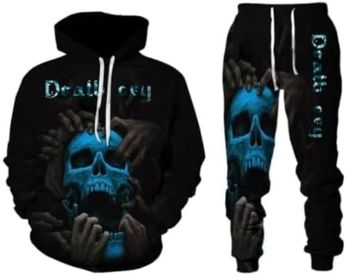 Jogginganzug für Herren, Halloween Streetwear Trainingsanzug für Herren, lockere Hoodies und Jogginghose, 2-teilig, stil 4, 3XL Jogginganzug für Herren, Halloween Streetwear Trainingsanzug für Herren, lockere Hoodies und Jogginghose, 2-teilig, stil 4, 3XL von Generisch