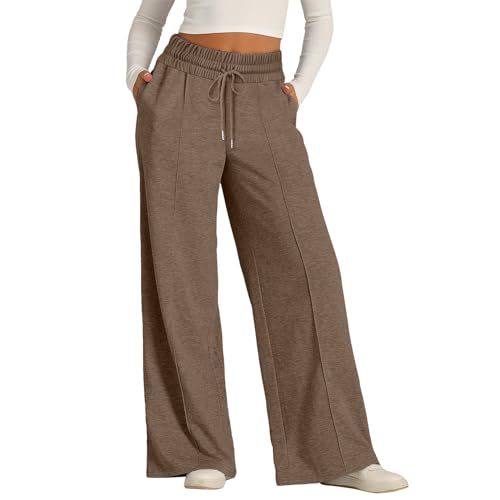 Jogginghose Baggy Damen Sweatpants High Waist Elastisch Joggpants Sporthose Grau Freizeithose Trainingshose Laufhosen Bequem Hose Weites Bein Jogger von Generisch