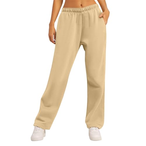 Jogginghose Damen, Casual Basic Sweathose mit Bündchen, strickhose, Damenhose Stretch, Damen Strumpfhose, dresy damskie, Dicke Hosen Damen, Jogginghose Damen langgröße, Damen Schlupfhose, XL, Gelb von Generisch