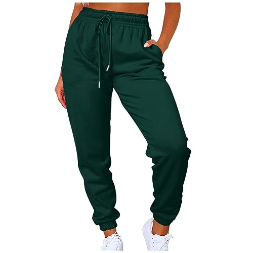 Jogginghose Damen, Relax Hose weiche Freizeithose Highwaist Loungewear, Damen Trainingsanzug, Lange Unterhosen, sportkleidung Damen, Schlafanzug Hose, Freizeithose, 3XL, Dunkelgrün von Generisch