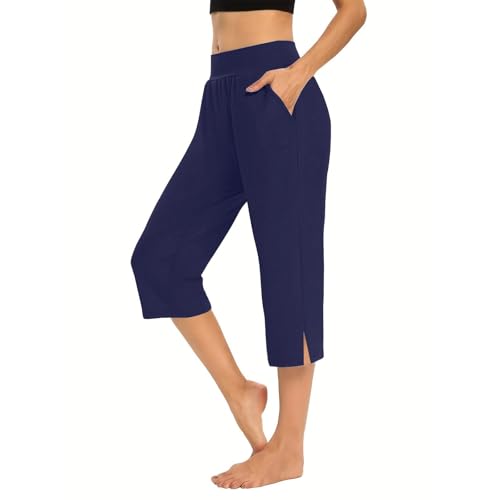 Jogginghose Damen 3/4 Lang Trainingshose High Waist Mit Taschen Freizeithose Sporthose Sweathose Für Frauen Trainingsanzug Hose Mit Kordelzug 3/4 Hose Damen Schweißableitend Und Atmungsaktiv von Generisch