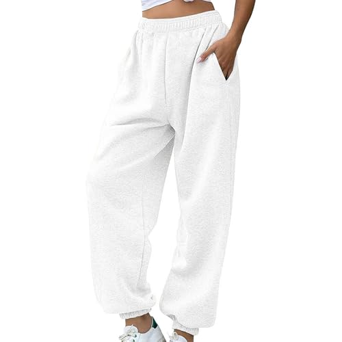 Jogginghose Damen Baggy Low Waist - Jogging Hose Warm Gefüttert Sweatpants Cinch-Bottom Sporthose Elastische Trainingshose Lockere Bequem Laufhose Freizeit Winterhose mit Taschen von Generisch
