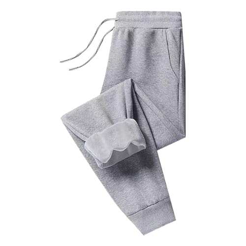 Jogginghose Damen Baggy Sporthose Fleece Gefüttert Laufhose Winter Warme Sweatpants Elastische High Waist Trainingshose Bequem Thermo Fitnesshose Lang Ergonomischer Freizeithose mit Tunnelzug von Generisch