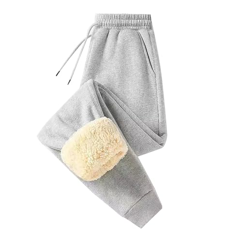 Jogginghose Damen Baggy Sporthose Fleece Gefüttert Laufhose Winter Warme Sweatpants Elastische High Waist Trainingshose Bequem Thermo Fitnesshose Lang Ergonomischer Freizeithose mit Tunnelzug von Generisch