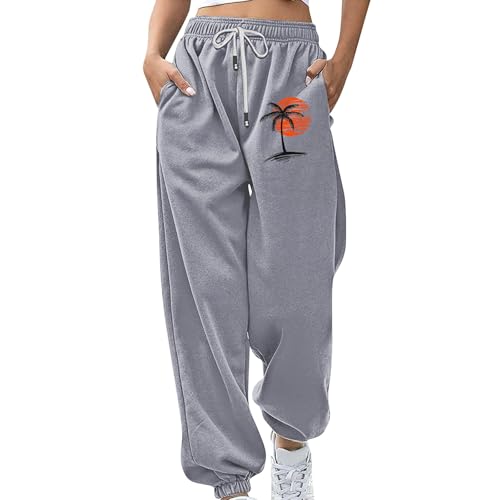 Jogginghose Damen Baggy Sporthose Laufhosen Lange Gummibund Stoffhose mit Taschen High Waist Loose Fit Freizeithose Trainingsanzug Hosen Sweathose,Sportset Für Damen,Bequeme Lockere von Generisch