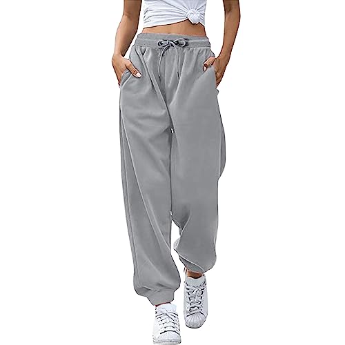 Jogginghose Damen Lang , Sweathose Mit Taschen High Waist Freizeithosen Bequem Yogahose Hosen Baggy Jogginghose Mit Kordelzug Mit Kordelzug Trainingshose Sporthose Lang Bequem Weite Sporthosen Lang von Generisch
