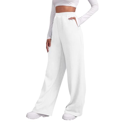 Jogginghose Damen Sporthose Lang Baggy Traininghose High Waist Freizeithose Lockere Sweatpants mit Elastischem Bund Weites Gerades Bein Yoga Gym Hose Laufhosen Bequeme Jogger von Generisch