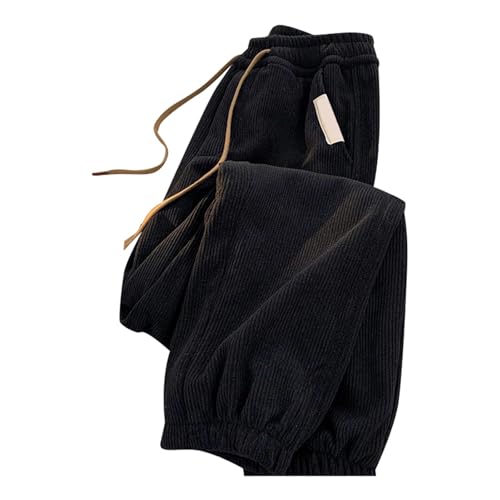 Jogginghose Herren Baggy Cord Sweat Hosen Atmungsaktiv Breite Hosen Elastische Taille Sporthose Winter Warm Trainingshose mit Taschen Trackpants Mode Trousers for Men Jogging Hose Cordhose von Generisch