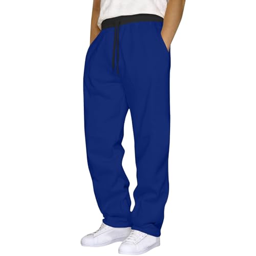 Jogginghose Herren Baggy Gym Sporthose Herren Lang Weites Bein Breite Hosen Colorblock Trekkinghose Mit Zugband Laufhose Wasserdicht Freizeithose Leicht Trainingshose Basic Loungehose Winddicht von Generisch