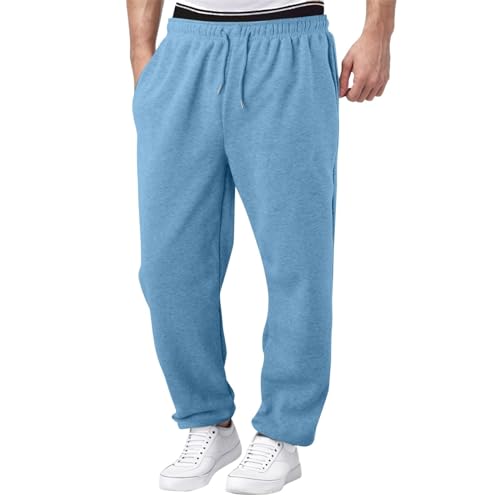 Jogginghose Herren Baggy Sporthose Mit Taschen Elastische Taille Breite Sporthose Lang Einfarbig Freizeithose Loose Fit Sweatpants S-3XL königsblau 3XL von Generisch