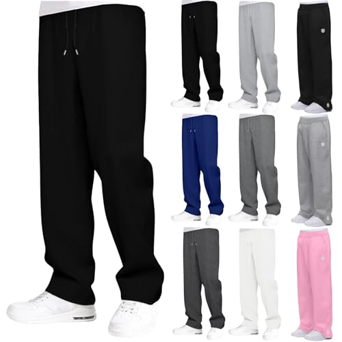 Jogginghose Herren Baggy Sweatpants Herren Sweathose Sport Hosen Freizeithose Y2K mit Taschen und Kodelzug Breite Baumwolle Jogging Hose Elastische Taille Weites Bein Sporthose Lang Warme Sweat Pants von Generisch
