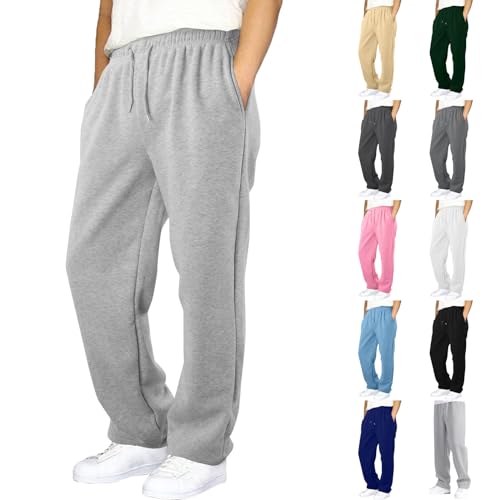 Jogginghose Herren Baggy Sweatpants Weites Bein Sporthose Lang Fleece Hose Elastische Taille Freizeithose Trainingshose Sporthosen mit Taschen Sweathose Track Pants Streetwear von Generisch