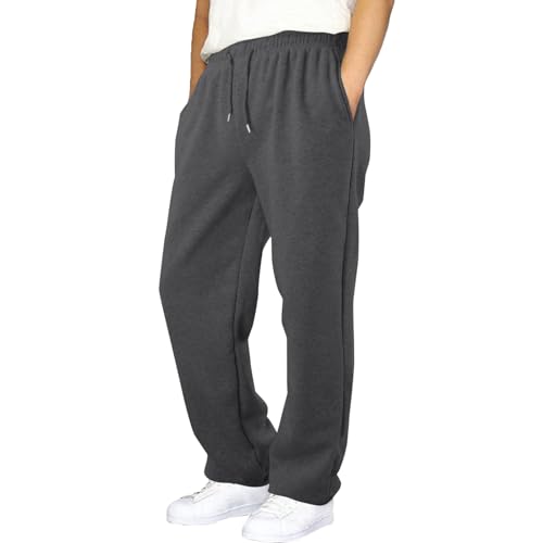 Jogginghose Herren Baggy Sweatpants Weites Bein Sporthose Lang Fleece Hose Elastische Taille Freizeithose Trainingshose Sporthosen mit Taschen Sweathose Track Pants Streetwear von Generisch