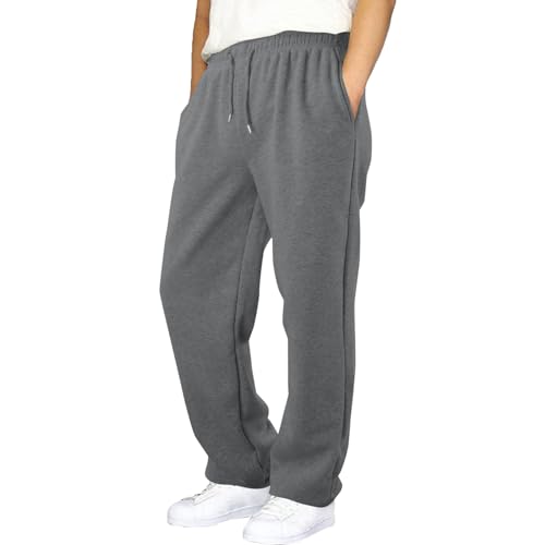Jogginghose Herren Baggy Sweatpants Weites Bein Sporthose Lang Fleece Hose Elastische Taille Freizeithose Trainingshose Sporthosen mit Taschen Sweathose Track Pants Streetwear von Generisch