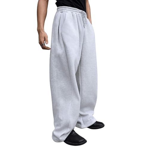 Jogginghose Herren Baumwolle Baggy Sweatpants Y2k Breite Hose Weites Bein Sporthose Elastische Taille Freizeithose Lang mit Taschen Trainingshose Sporthosen Sweathose Streetwear von Generisch