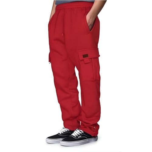 Jogginghose Herren Breite Baggy Sweatpants Baumwolle Elastische Taille Jogging Hose Weites Bein Sweathose Winter Warme Sporthose Casual Cargohose 2025 von Generisch