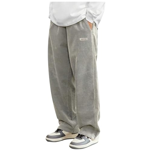 Jogginghose Herren Breite Warm Graue Baumwolle Grau Klamotten Teenager Jungs Baggy Sweatpants Unten Offen Generish Freizeithosen Für Lang (Light Gray,M) von Generisch