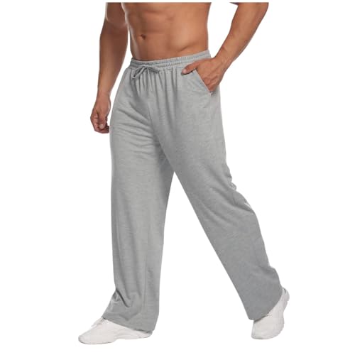 Jogginghose Herren Fitness Sweat Hosen Elastischer Bund Mit Kordelzug Warme Casual Tommy Winter Sportkleidung Mit Taschen, Jogginghose überlänge, Jogginghose Herren warm, 4XL, Grau von Generisch