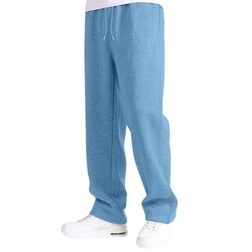 Jogginghose Herren Lang Baggy Sweatpants Breite Baumwolle Sporthose Graue Elastische Taille Jogging Hose Open Leg Jogger Winter Warme Männer Sweathose Mit Taschen von Generisch