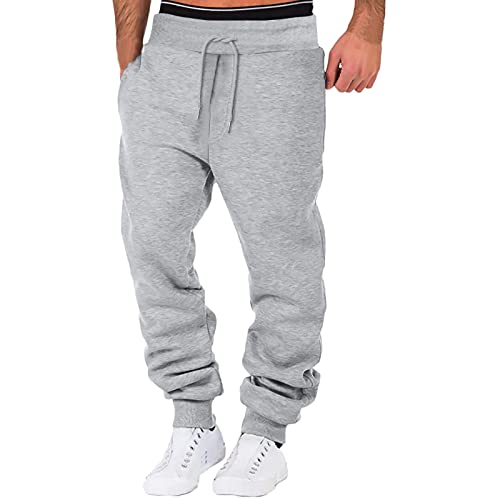 Jogginghose Herren Lang Winter Trainingshose Einfarbig Sweathose Sporthose Sweatpants Elastische Taille mit Tunnelzug Freizeithose Baggy Beam Fußhose mit Taschen Outdoorhose Streetwear Hose Herren von Generisch