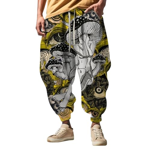 Jogginghose Herren Mit 3D Druck, Trainingshose Herren Lang Weites Bein, Hip Hop Hose Loose Fit Freizeithose Stretch Herrenhose Winter Fitnesshose Weich Sweatpants Bequeme Schnürhose von Generisch