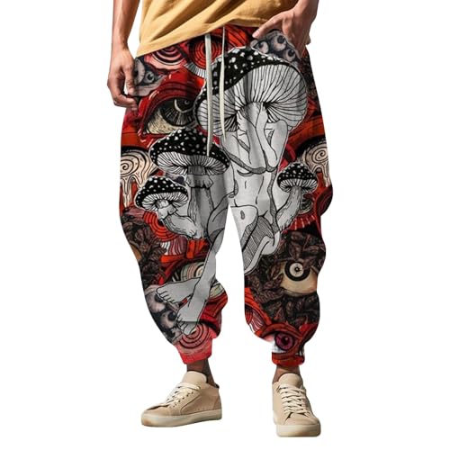 Jogginghose Herren Mit 3D Druck, Trainingshose Herren Lang Weites Bein, Hip Hop Hose Loose Fit Freizeithose Stretch Herrenhose Winter Fitnesshose Weich Sweatpants Bequeme Schnürhose von Generisch