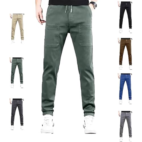 Jogginghose Herren Sommer Eisseide Wasserdichte Trainingshose Atmungsaktiv Stretch Sporthose Schnell Trocknend Leicht Freizeithose Lose Einfarbig Sweathose mit Taschen Bequeme Sommerhose Arbeitshose von Generisch