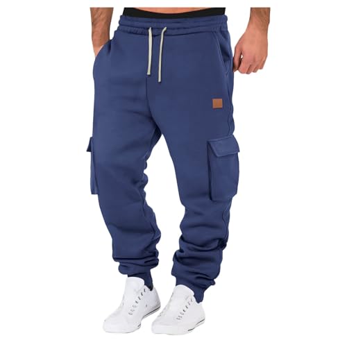 Jogginghose Herren – Sporthos Lang Casual Freizeithose Elastische Taille Mit Kordelzug Sweatpants Freizeithose Mit Reißverschlusstaschen,Lang Jogginghosen Winter Sweat Pants von Generisch