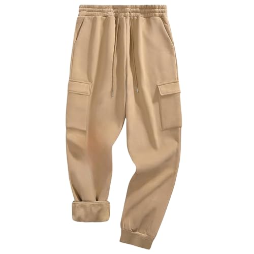 Jogginghose Herren Sporthose Lang Sweathose Trainingshose Sweatpant Freizeithose Men's Plus Velvet Sweatpants Casual Pants Spring Autumn Winter Leisure with Multi Pockets Sports Pants Fleece von Generisch