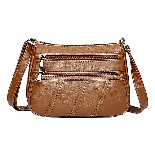 Jogginghose Herren Taschen Mit Reißverschluss Modische Damen-Umhängetasche aus einfarbigem mit großer Kapazität und Messenger- Kurze Damen Sporthose Mit Taschen (Brown, One Size) von Generisch