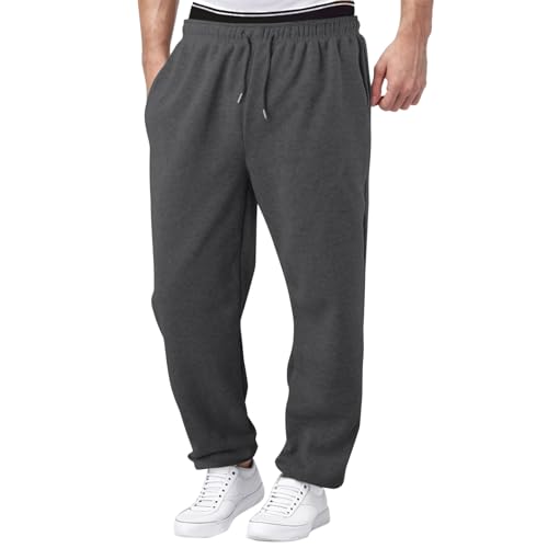 Jogginghose Kinder Jungen Baggy Trainingshose Kids Baumwolle Open Leg Sporthose Elastische Taille Weites Bein Sweatpants Teenager Track Pants Lang Jogging Hose mit Taschen Kodelzug von Generisch