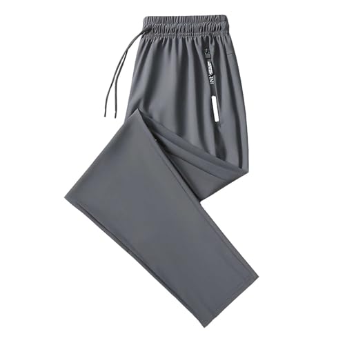 Jogginghose für Damen EIS-Seide Lang Jogginghose Mit Tasche High Waist Einfarbige Freizeithose Weite Hosenbeine Jogging Hose Bequem und Klassisch Sporthose von Generisch