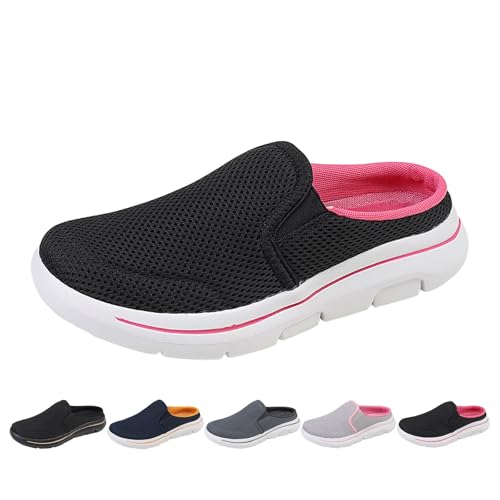 Joggingschuhe Herren Gedämpft Herren Slip On Sneakers Mesh Atmungsaktiv Turnschuhe Hinten Offen Schlupfschuhe Ohne Schnürsenkel Freizeitschuhe Gedämpft Walkingschuhe Flache Sohle Schlupfschuhe Leicht von Generisch