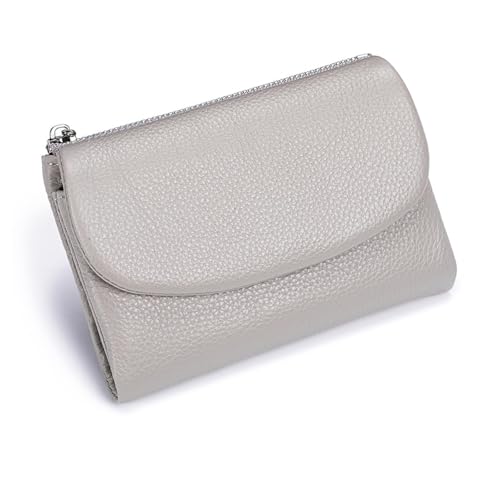 Joyfullygo Geldbörse Unisex Pebble Leder Geldbörse 13,5 cm Kurz Echtes Leder Münzkartenhalter Münzhalter & Bargeldfächer, grau, Einheitsgröße, Klassisch von Generisch