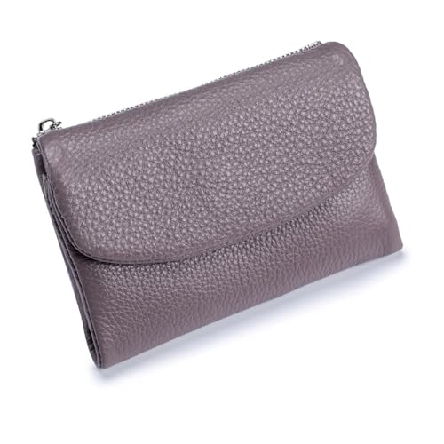 Joyfullygo Geldbörse Unisex Pebble Leder Geldbörse 13,5 cm Kurz Echtes Leder Münzkartenhalter Münzhalter & Bargeldfächer, hellviolett, Einheitsgröße, Klassisch von Generisch