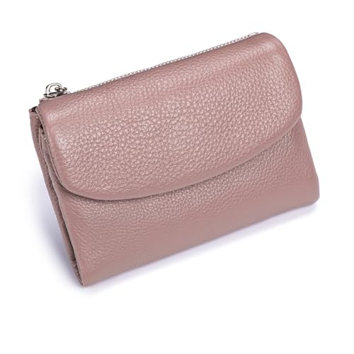 Joyfullygo Geldbörse Unisex Pebble Leder Geldbörse 13,5 cm Kurz Echtes Leder Münzkartenhalter Münzhalter & Bargeldfächer, rose, Einheitsgröße, Klassisch von Generisch