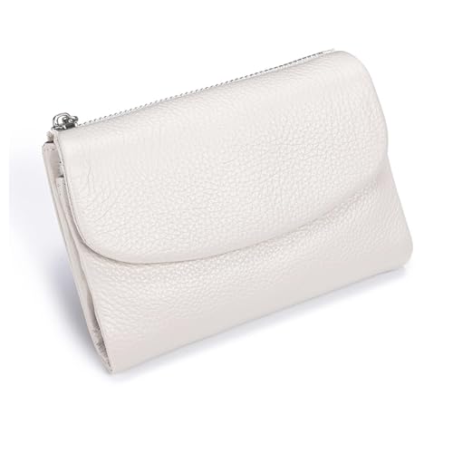 Joyfullygo Geldbörse Unisex Pebble Leder Geldbörse 13,5 cm Kurz Echtes Leder Münzkartenhalter Münzhalter & Bargeldfächer, weiß, Einheitsgröße, Klassisch von Generisch