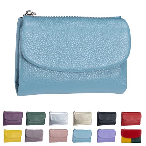 Joyfullygo Geldbörse Unisex Pebble Leder Geldbörse mit Kreditkartenhalter Münzhalter Weich Tragbar Unisex Clutch Taschen, blau, Joyfullygo Wallet, Modern von Generisch