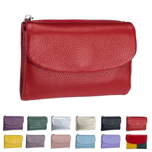 Joyfullygo Geldbörse Unisex Pebble Leder Geldbörse mit Kreditkartenhalter Münzhalter Weich Tragbar Unisex Clutch Taschen, rot, Joyfullygo Wallet, Modern von Generisch
