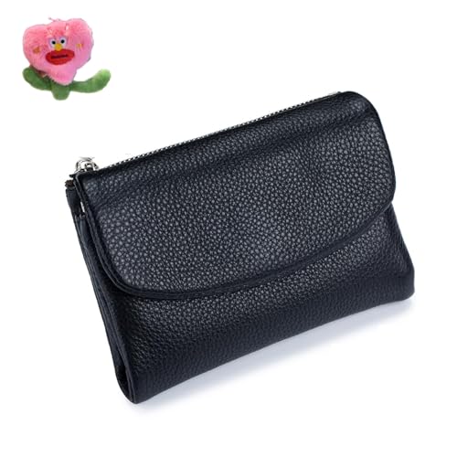 Joyfullygo Geldbörse aus Kieselleder, schmale Münzgeldbörse, Kreditkartenhalter, Bargeldfächer, echtes weiches Leder, kleine Ausweise, 1 x F, M, modisch von Generisch