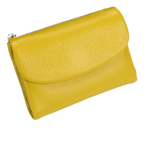 Joyfullygo Wallet - Unisex Pebble Leather Wallet for Cards Coins & Cash, Genuine Leather Compact Organizer (Yellow) von Generisch