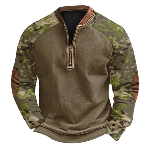 Jumper Men's Sweaters & Sweatshirts Herren-Sweatshirt Reißverschluss Half Zip Pullover Herren Arbeitspullover Winter Herren Kapuzenpulli Herren Whisky Angebot des Tages 1#Tarnung 4XL von Generisch