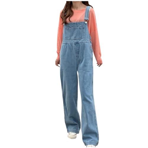 Jumpsuit Damen Jeans Overall Denim Baggy Wide Leg Latzhose Ärmellos Locker Geschnitten Lange Jeanslatzhose Frauen Teenager Mädchen Y2K Jeanshose Bequem Sommerhose Arbeitsoveralls Streetwear von Generisch
