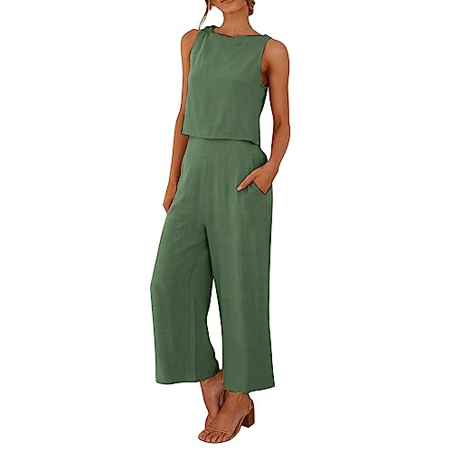 Jumpsuit für Damen, Abendkleid, modisch, bequeme Weste und lange Hose, einfarbiges Oberteil, Set für große Damen-Hosenanzüge, AG, 48 von Generisch