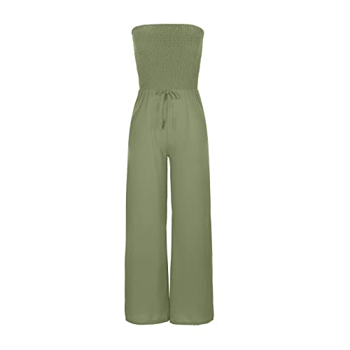 Jumpsuit für Damen, Einteiler, lässiger Strampler, lässiger Jumpsuit für Damen, schulterfrei, einfarbig, trägerlos, weites Bein, Jumpsuit für Damen, AG, XXL von Generisch